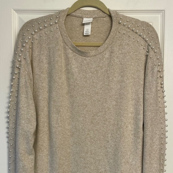 H&M Beige Sweater with Pearl Sleeves - Picture 4 of 13